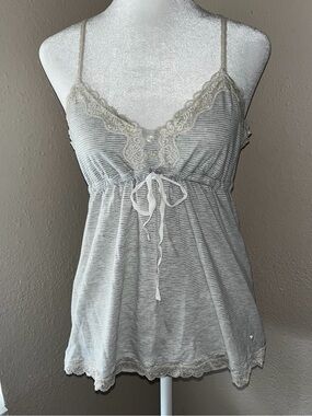 Vintage Y2K Abercrombie & Fitch 2000s Lace Trim Babydoll Tank Top